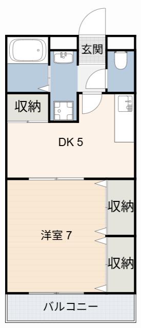 アンプルール フェール縁I(1DK/3階)の間取り写真