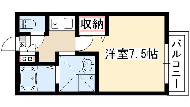 パークサイド希望ヶ丘(1K/1階)の間取り写真