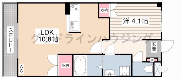 ウィンドヒル(1LDK/1階)の間取り写真