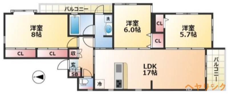 シンフォニー城見(3LDK/3階)の間取り写真