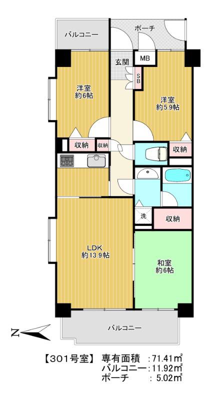 ファミールグラン田園調布(3LDK/3階)の間取り写真