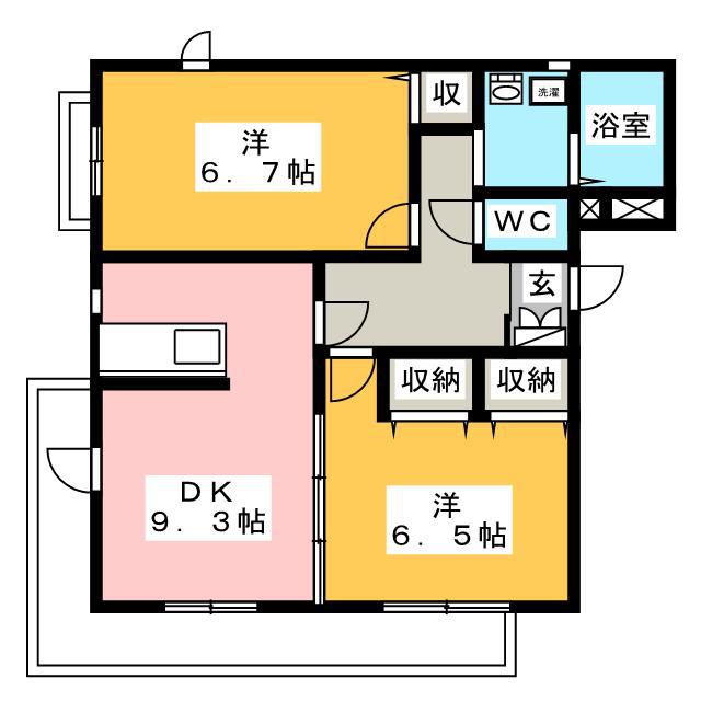 テージス(2DK/3階)の間取り写真