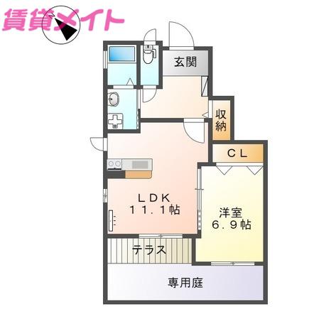 ルーラル(1LDK/1階)の間取り写真