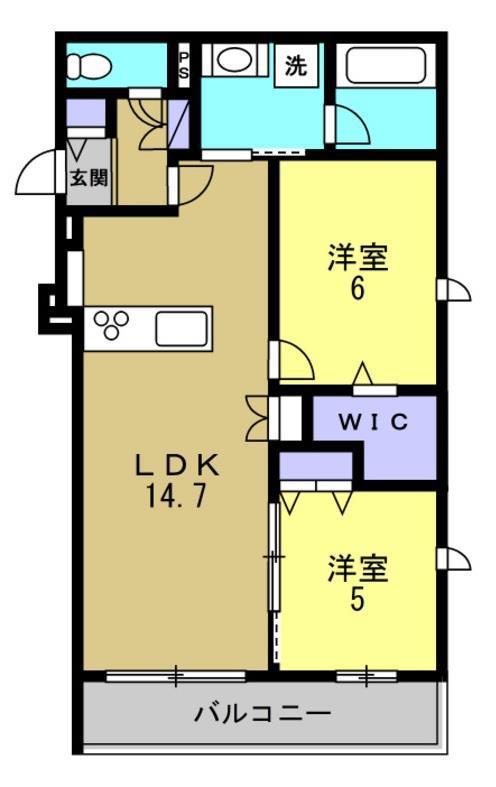 ベル アントレ 西宮(2LDK/4階)の間取り写真