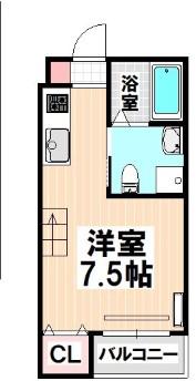 グランコート(ワンルーム/1階)の間取り写真