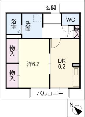 エントピア豊明(1DK/1階)の間取り写真