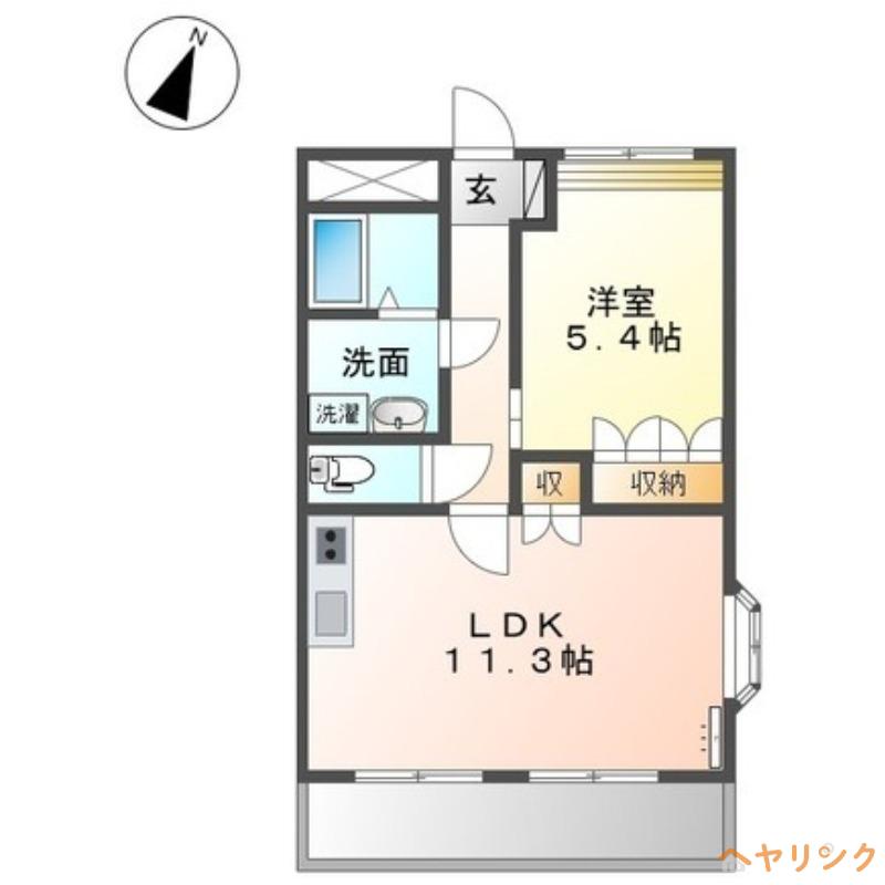 エスポアールII(1LDK/2階)の間取り写真