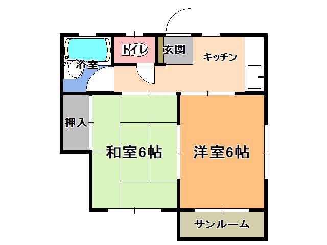 ルべーユ壱番館(2K/1階)の間取り写真