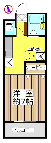 シャルム岩上(1DK/2階)の間取り写真