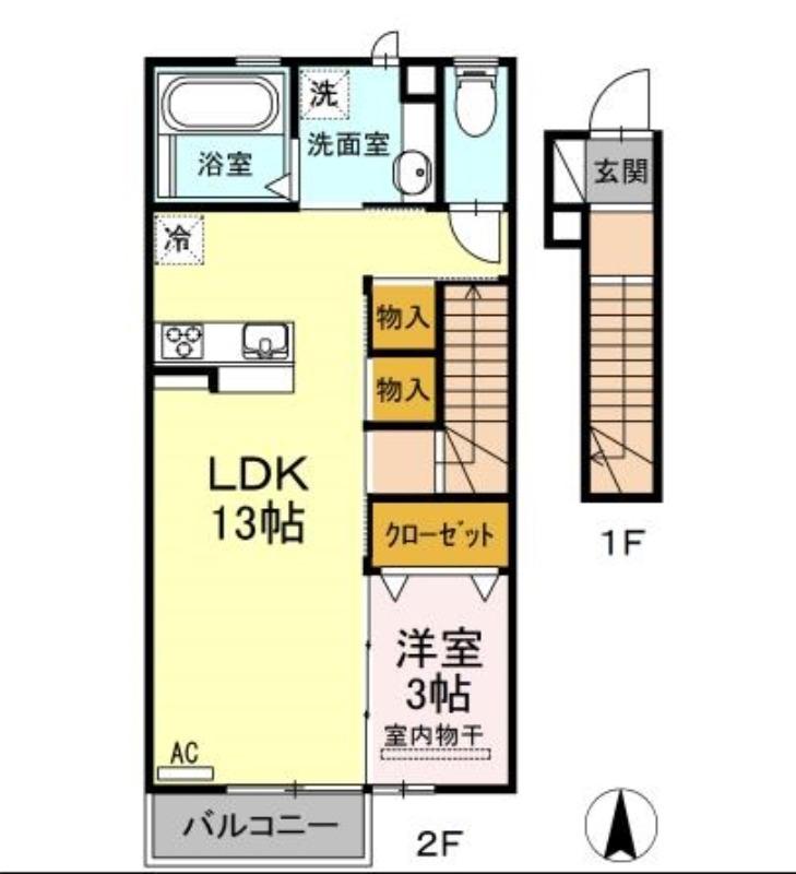 しあわせ夢ハウス(1LDK/2階)の間取り写真