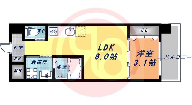LIVIAZ三明町(1LDK/6階)の間取り写真
