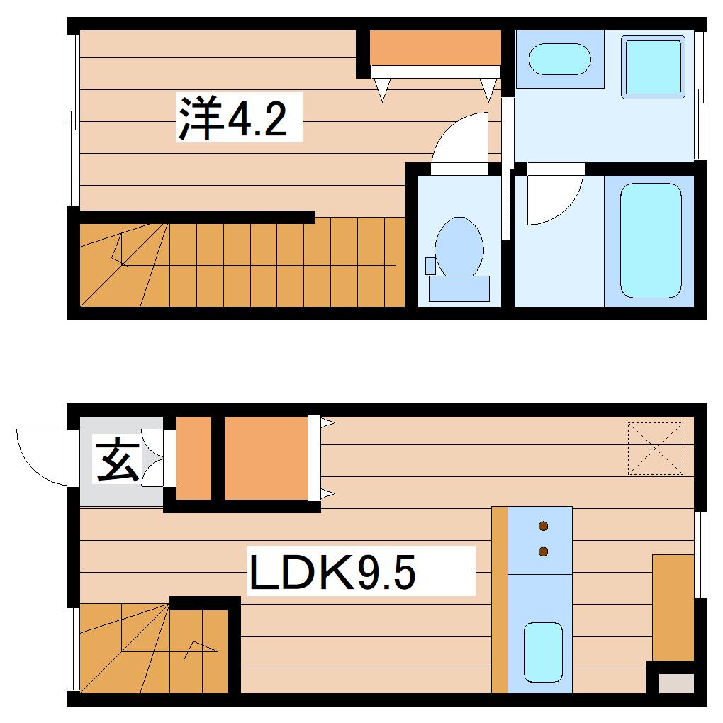Dメゾン若林(1LDK/1階)の間取り写真
