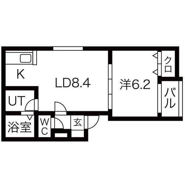 サンテラス麻生(1LDK/2階)の間取り写真