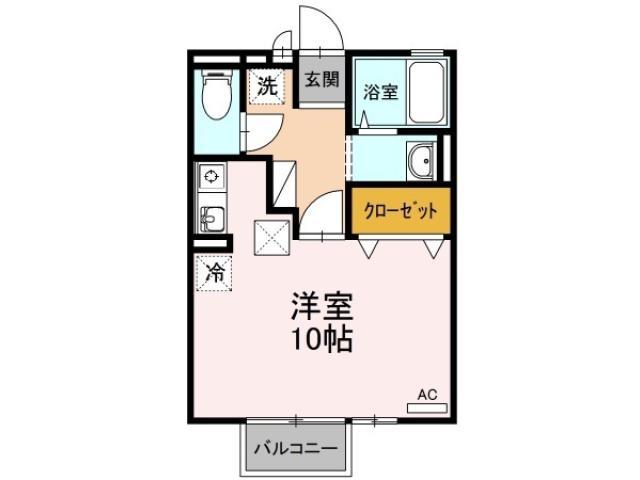 サンクレール沙羅(ワンルーム/1階)の間取り写真