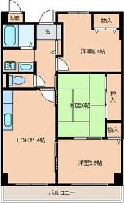 ル・シェール立花(3LDK/4階)の間取り写真