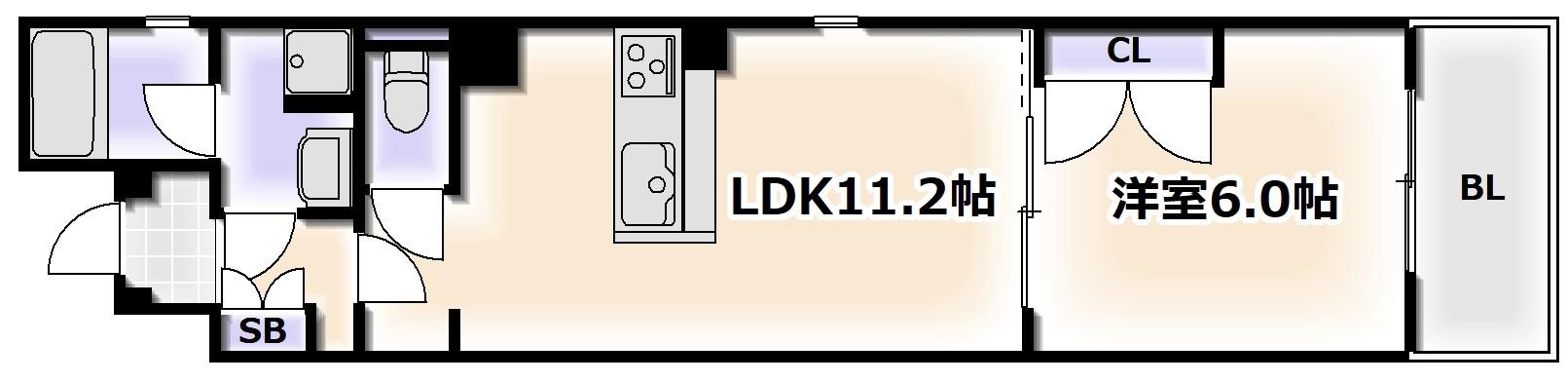GLANZ(1LDK/5階)の間取り写真