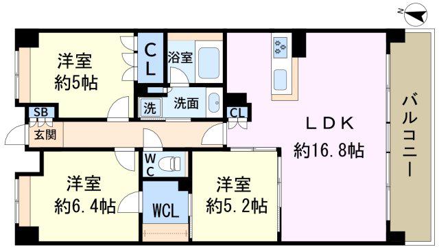 ル・アール新小岩(3LDK/5階)の間取り写真