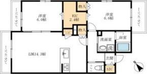 トゥールブランシュM&MI(2LDK/2階)の間取り写真