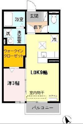 近鉄名古屋線 江戸橋駅 徒歩8分 2階建 築19年(1LDK/1階)の間取り写真