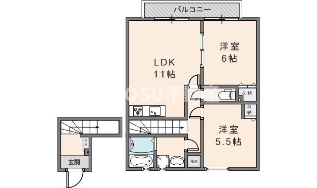 パナコート長田(2LDK/2階)の間取り写真