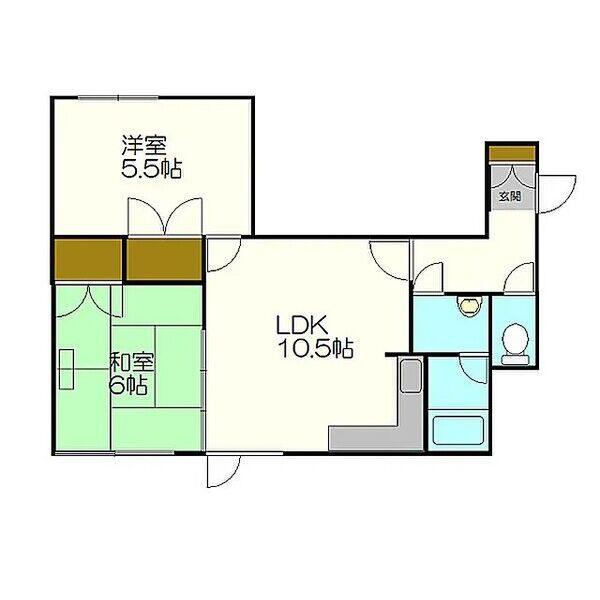 エスペランダ新札幌(2LDK/2階)の間取り写真
