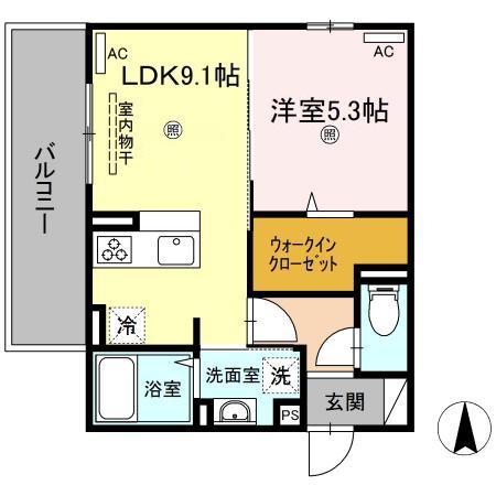 ライジング サン(1LDK/3階)の間取り写真