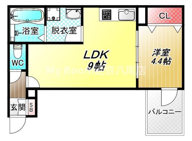 LINO久宝寺(1DK/2階)の間取り写真