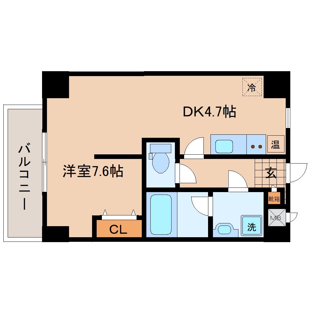 ソレアード小松島III(1DK/3階)の間取り写真