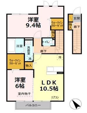 ルミエルS(2LDK/2階)の間取り写真
