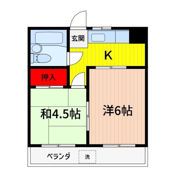 ウィスタリア塚越(2K/3階)の間取り写真