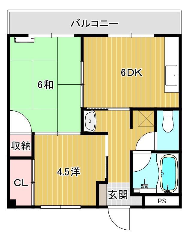 ブルーハイツ(2DK/4階)の間取り写真