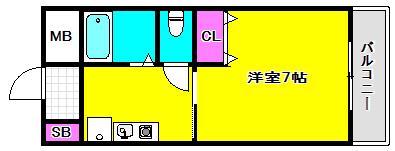 エクセルウィンD(1K/4階)の間取り写真
