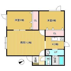 リバーサイド19(2LDK/2階)の間取り写真