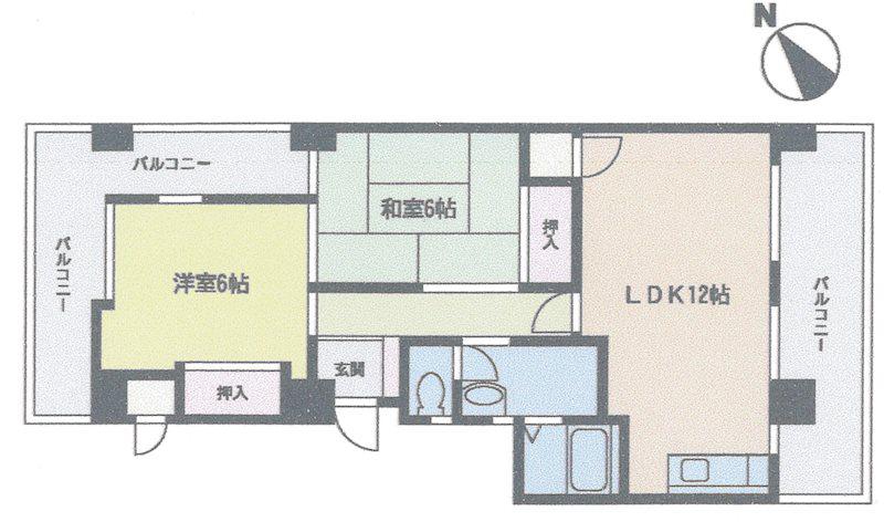 渡邊ビル(2LDK/4階)の間取り写真