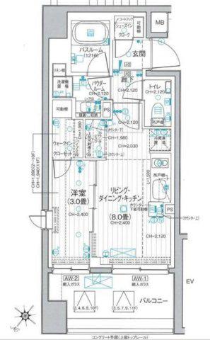 デュオステージ横濱桜木町(1LDK/11階)の間取り写真