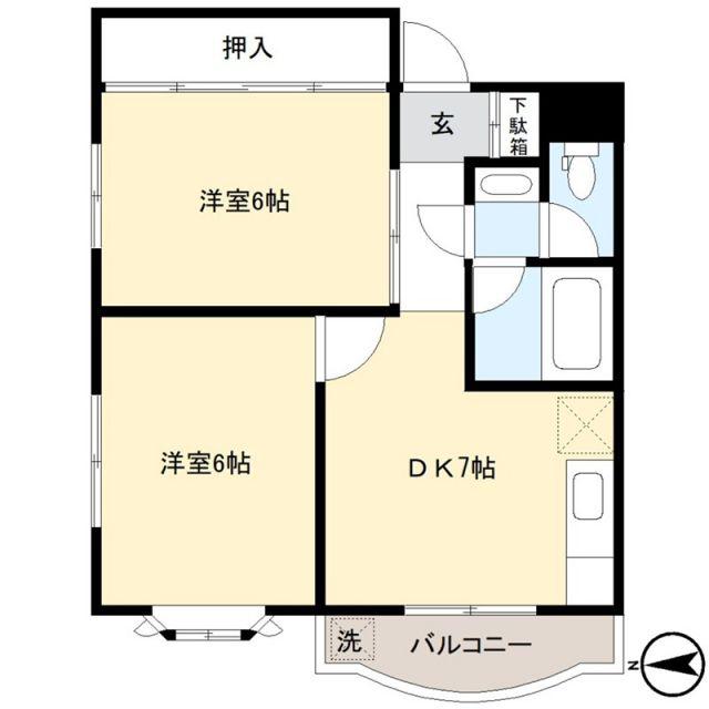 コーポ春日(2DK/2階)の間取り写真