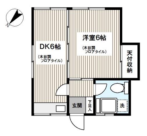 柳岡荘(1DK/2階)の間取り写真