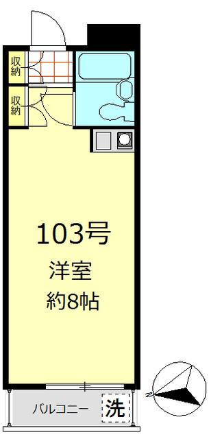 パレロワイヤル弦巻(ワンルーム/1階)の間取り写真
