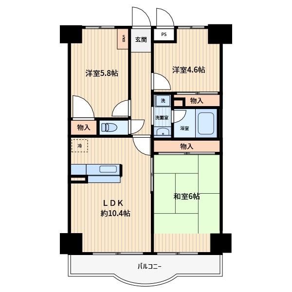 ルミエール3番館(3LDK/5階)の間取り写真