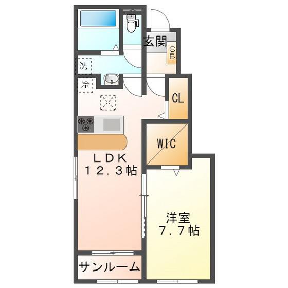 ラルース B(1LDK/1階)の間取り写真
