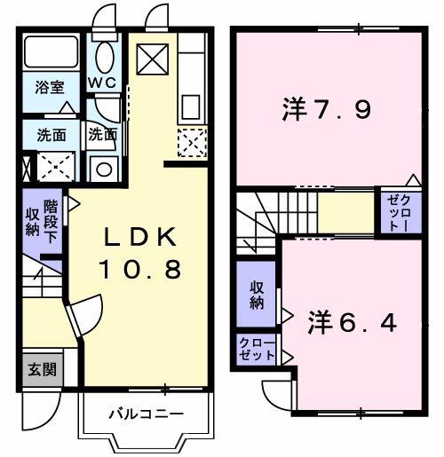 ヴィオラ・パルマ-タ(2LDK/1階)の間取り写真