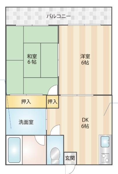 フローラ花山手(2DK/1階)の間取り写真