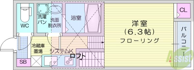 ABELIA(1K/1階)の間取り写真