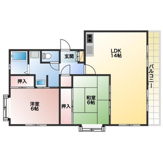 観世ハイツ(2LDK/3階)の間取り写真