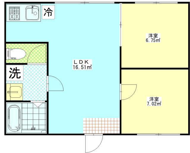 フェリチタ亀戸(2DK/2階)の間取り写真