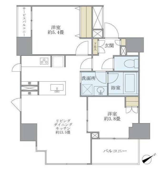 ブリリア日本橋茅場町(2LDK/6階)の間取り写真