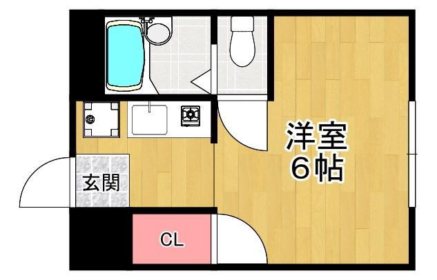 シャルム岡山手(1K/1階)の間取り写真
