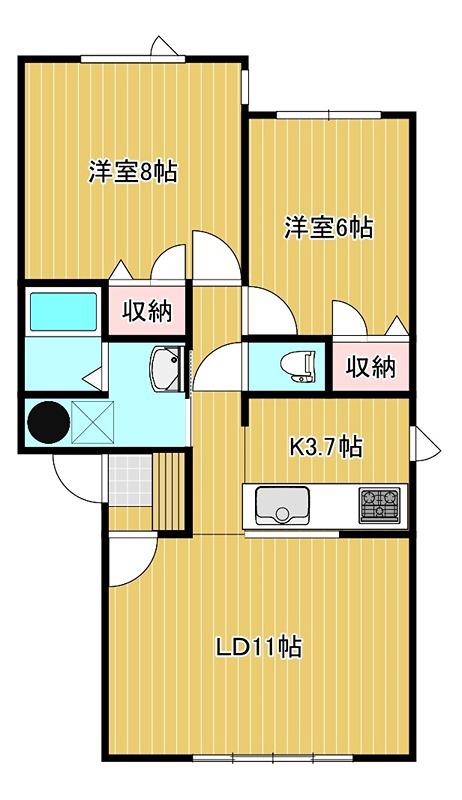 エクセシオールII(2LDK/1階)の間取り写真