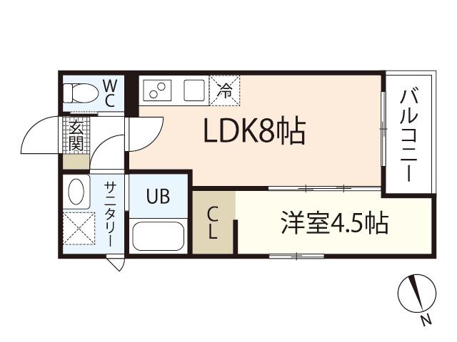 レジデンシャル廿日市駅前(1LDK/2階)の間取り写真