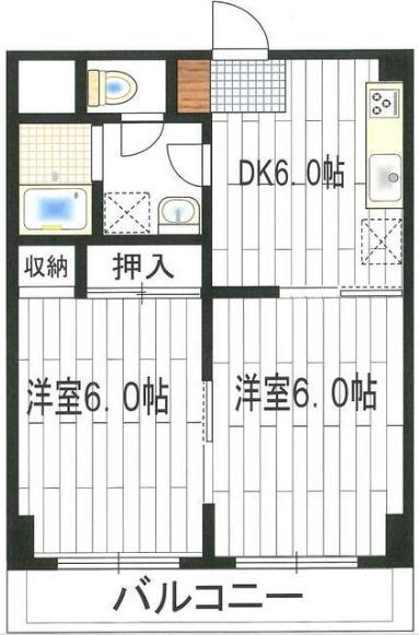 エクレール東林間2番館(2DK/3階)の間取り写真